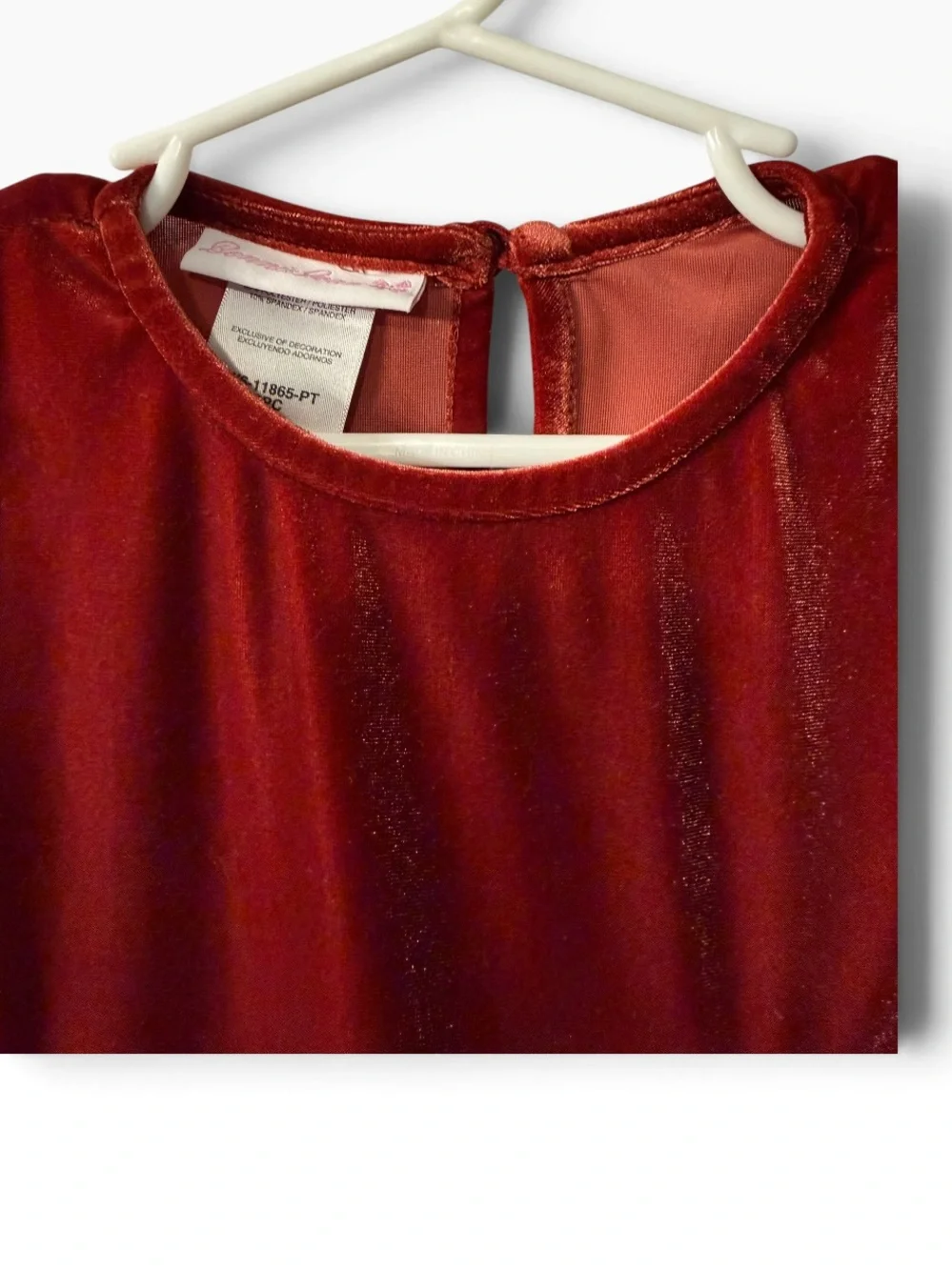 Girls dress by Bonnie Jean in deep red with a velvet feel to it Size 5T